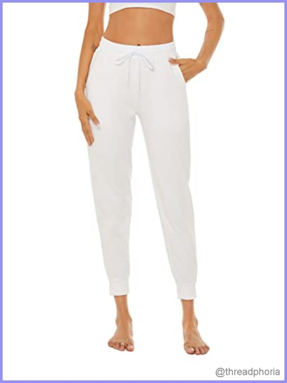 Women's Lightweight Cotton Sweatpants Joggers with Pockets High Waist Yoga